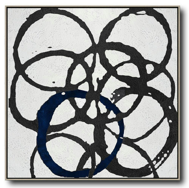Canvas Wall Art,Oversized Minimal Black And White Painting - Large Abstract Wall Art